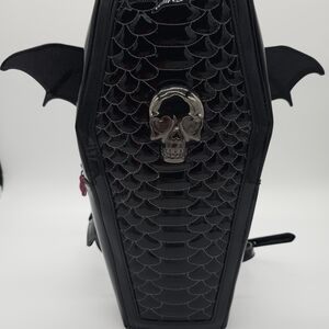 Betsey Johnson Kitsch Bat To The Bone Black Coffin Backpack Halloween Spooky